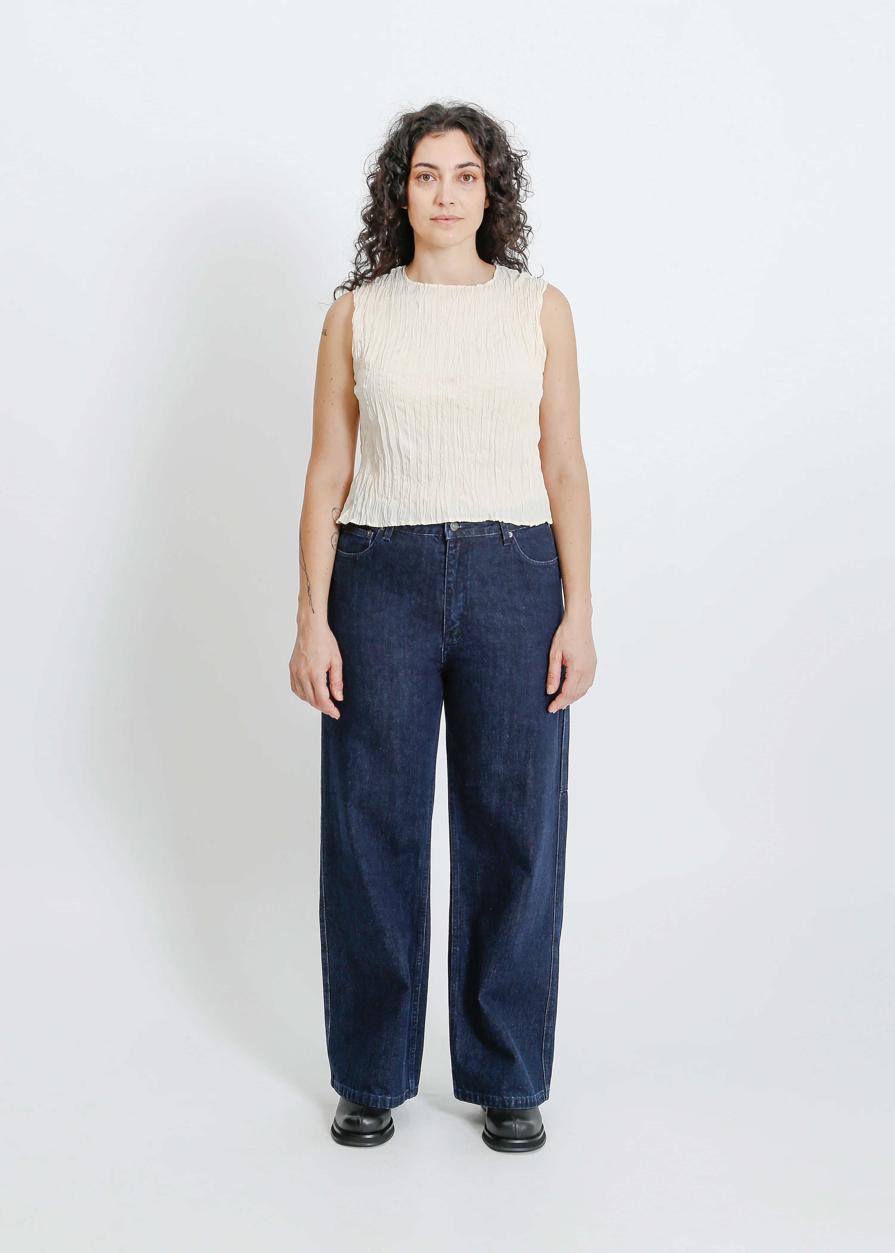 Wesley Pleat Tank / Cream - Image 7