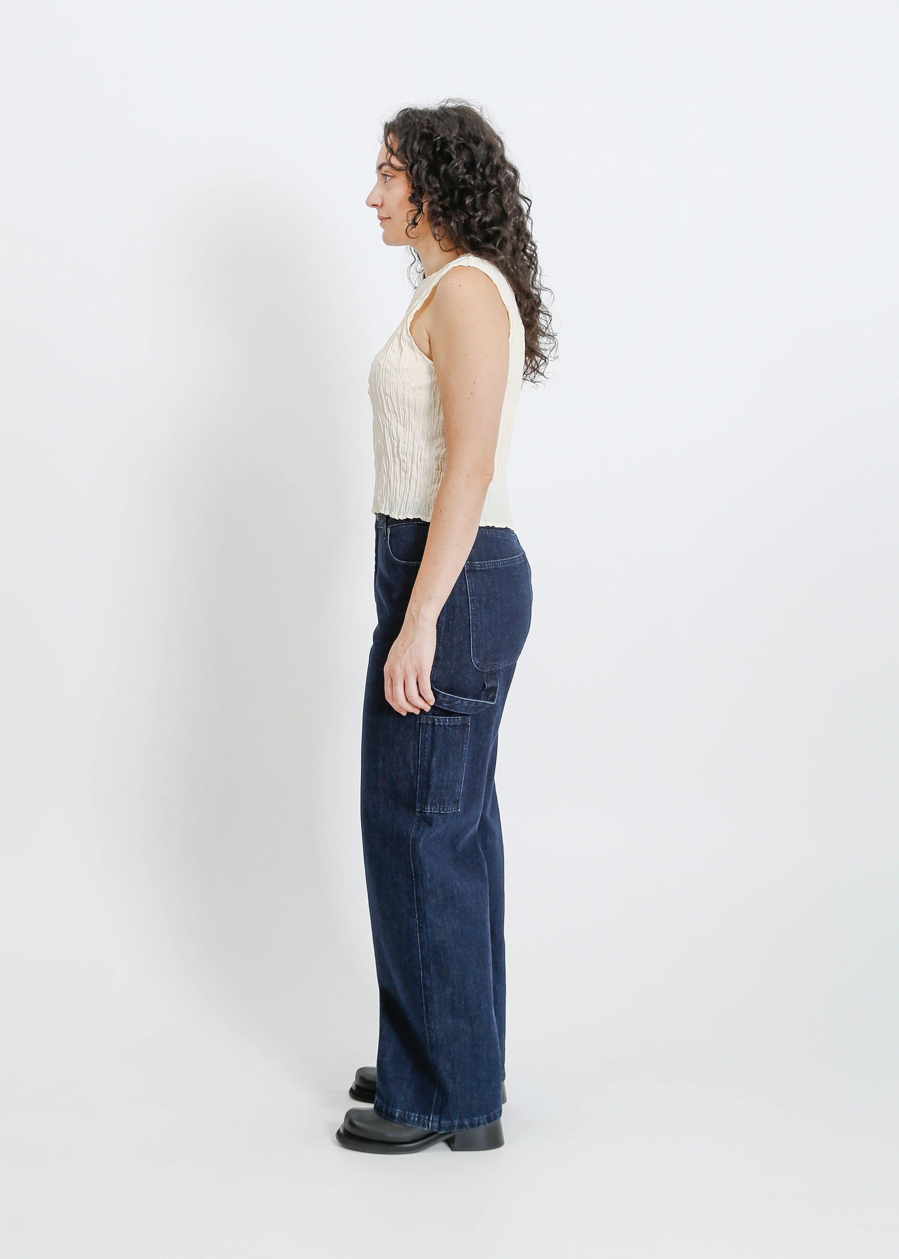 Wesley Pleat Tank / Cream - Image 8