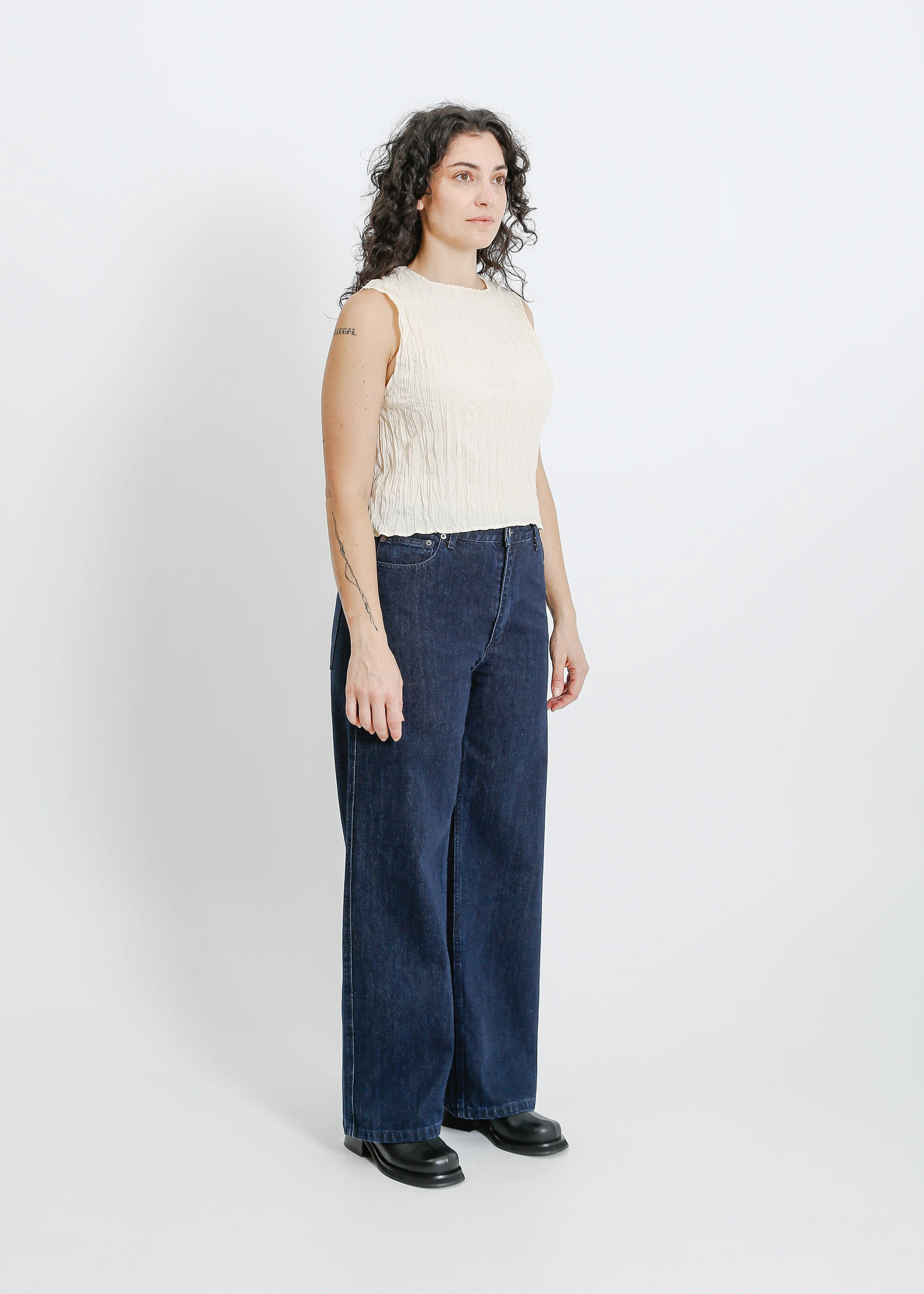 Wesley Pleat Tank / Cream - Image 9
