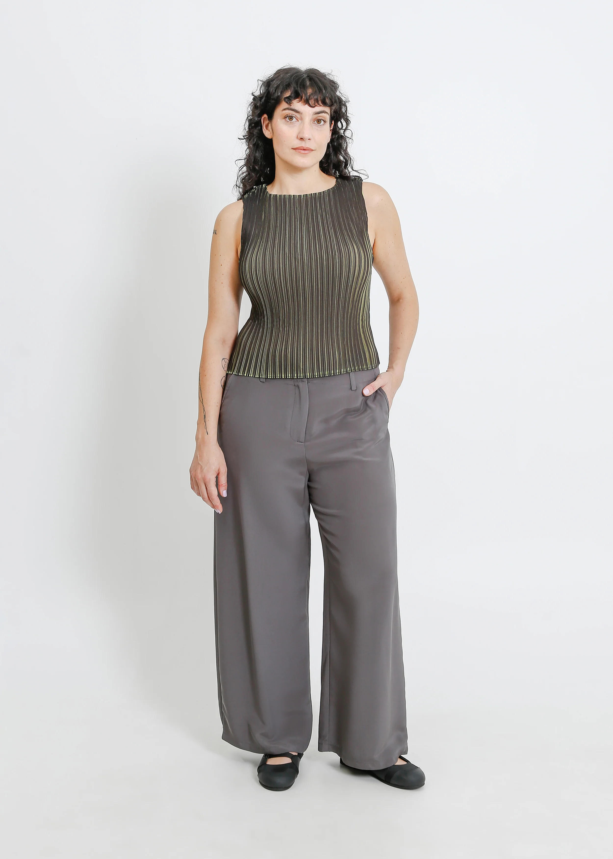 Winn Pleat Top / Black-Chartreuse - Image 10