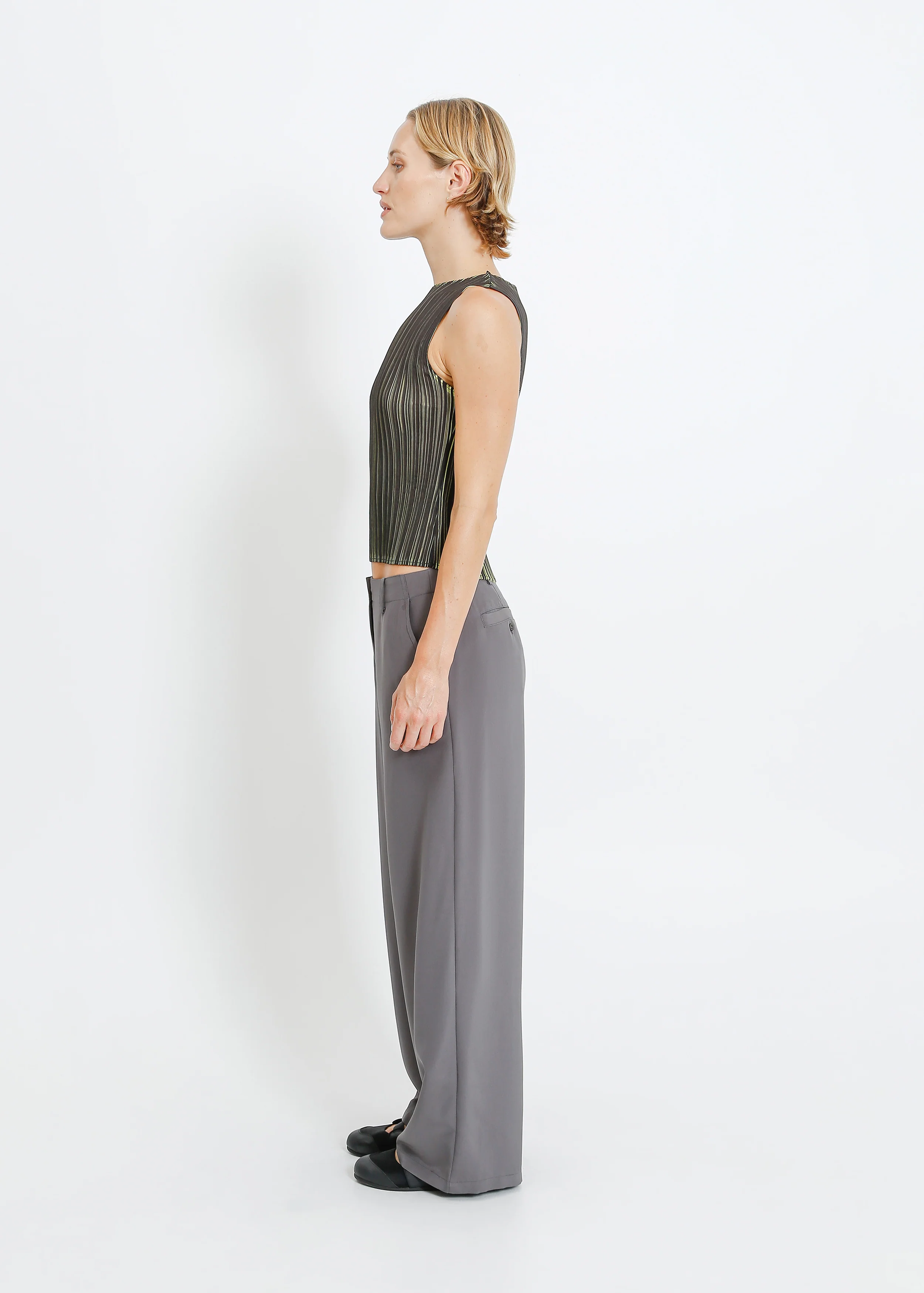 Winn Pleat Top / Black-Chartreuse - Image 3