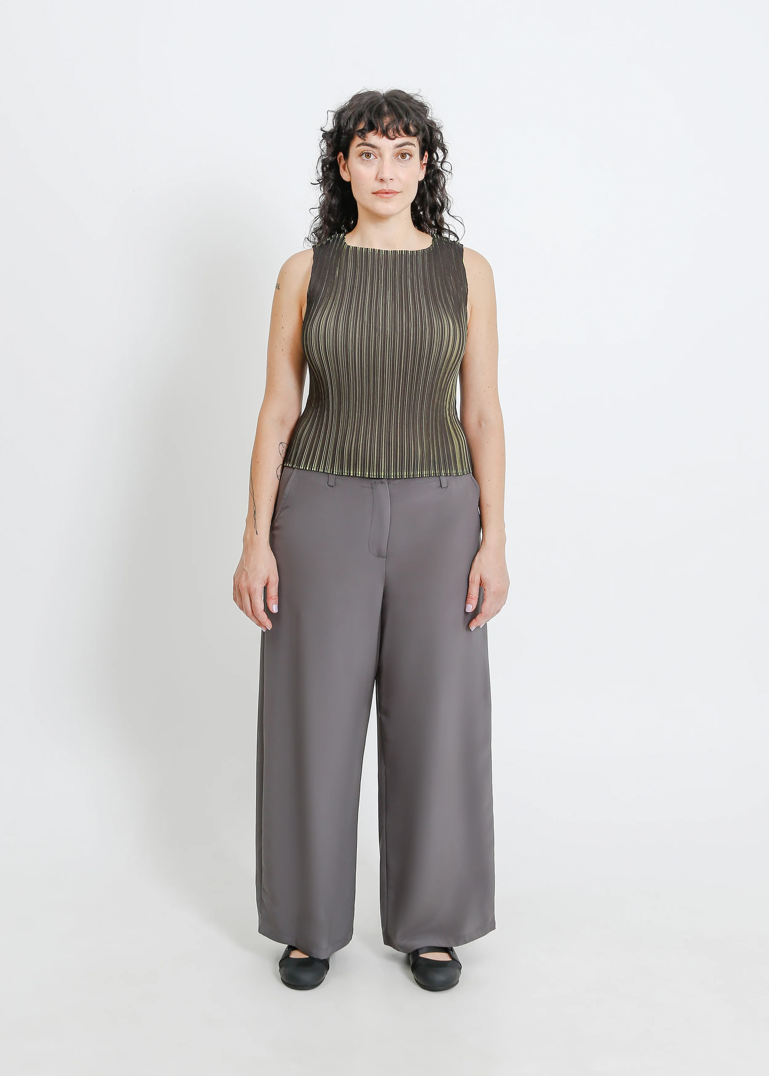 Winn Pleat Top / Black-Chartreuse - Image 6