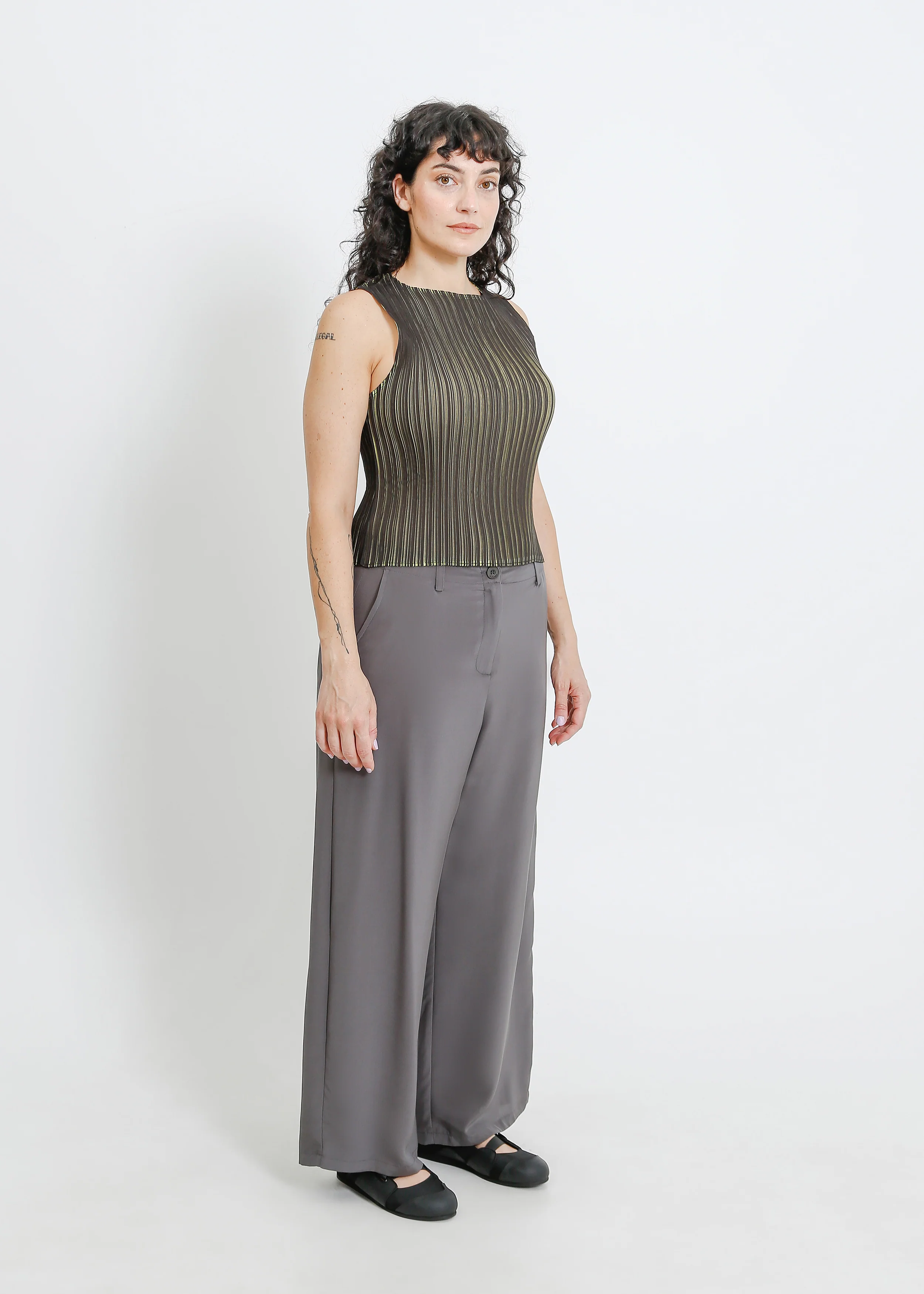 Winn Pleat Top / Black-Chartreuse - Image 7